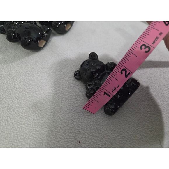 Lot 6 Vtg Hand Blown BLACK Art Glass Teddy Bear Figurine Gummy Bear - Picture 8 of 9